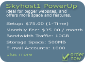 Click Here to Order Skyhost1 PowerUp Web Hosting Package.