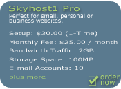 Click Here to Order Skyhost1 Pro Web Hosting Package.